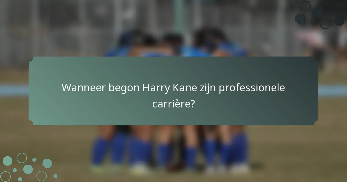 Wanneer begon Harry Kane zijn professionele carrière?