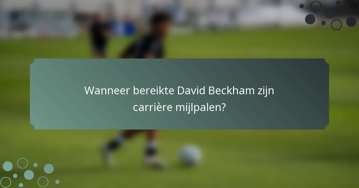 Wanneer bereikte David Beckham zijn carrière mijlpalen?