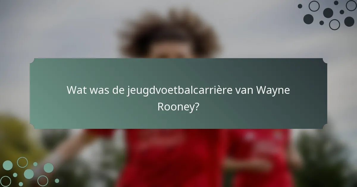 Wat was de jeugdvoetbalcarrière van Wayne Rooney?
