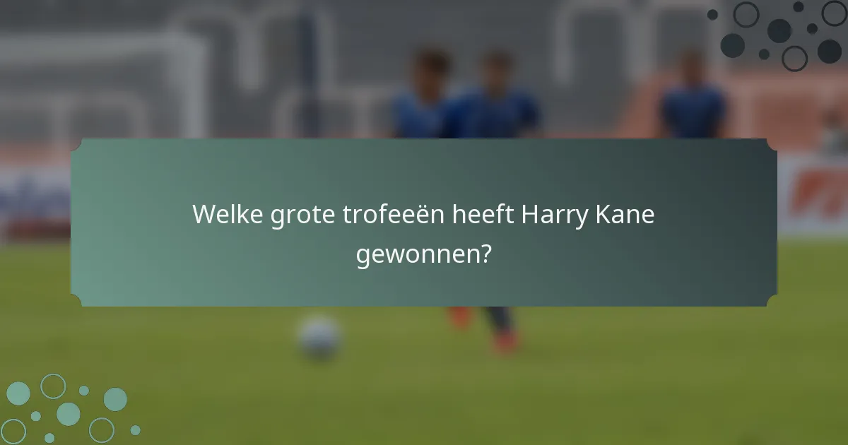 Welke grote trofeeën heeft Harry Kane gewonnen?